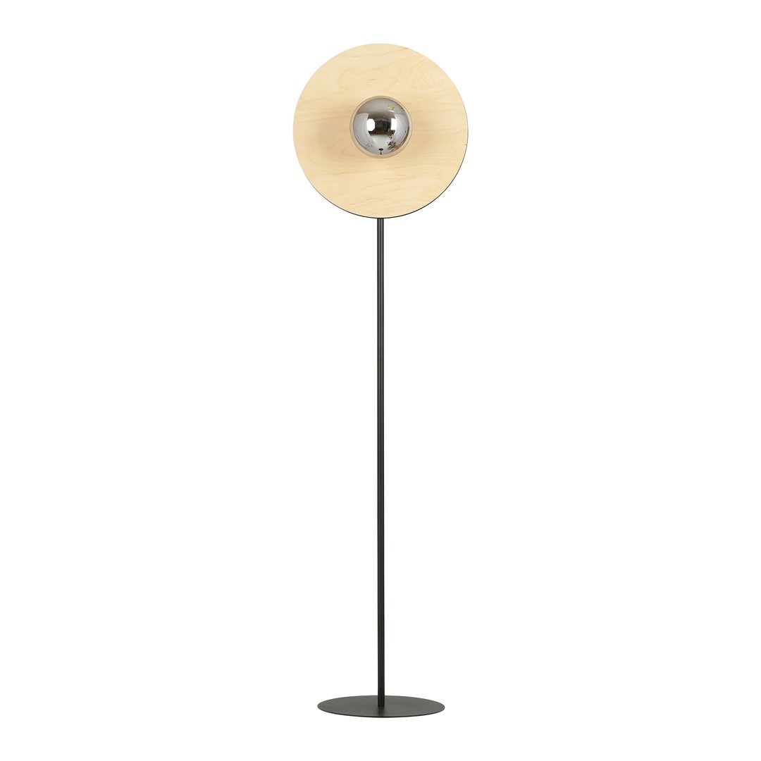 Emibig Podna lampa SOHO 230V 10W MAX LED E14 Čelik/ Staklo/ Šperploča Crna/ Smeđa