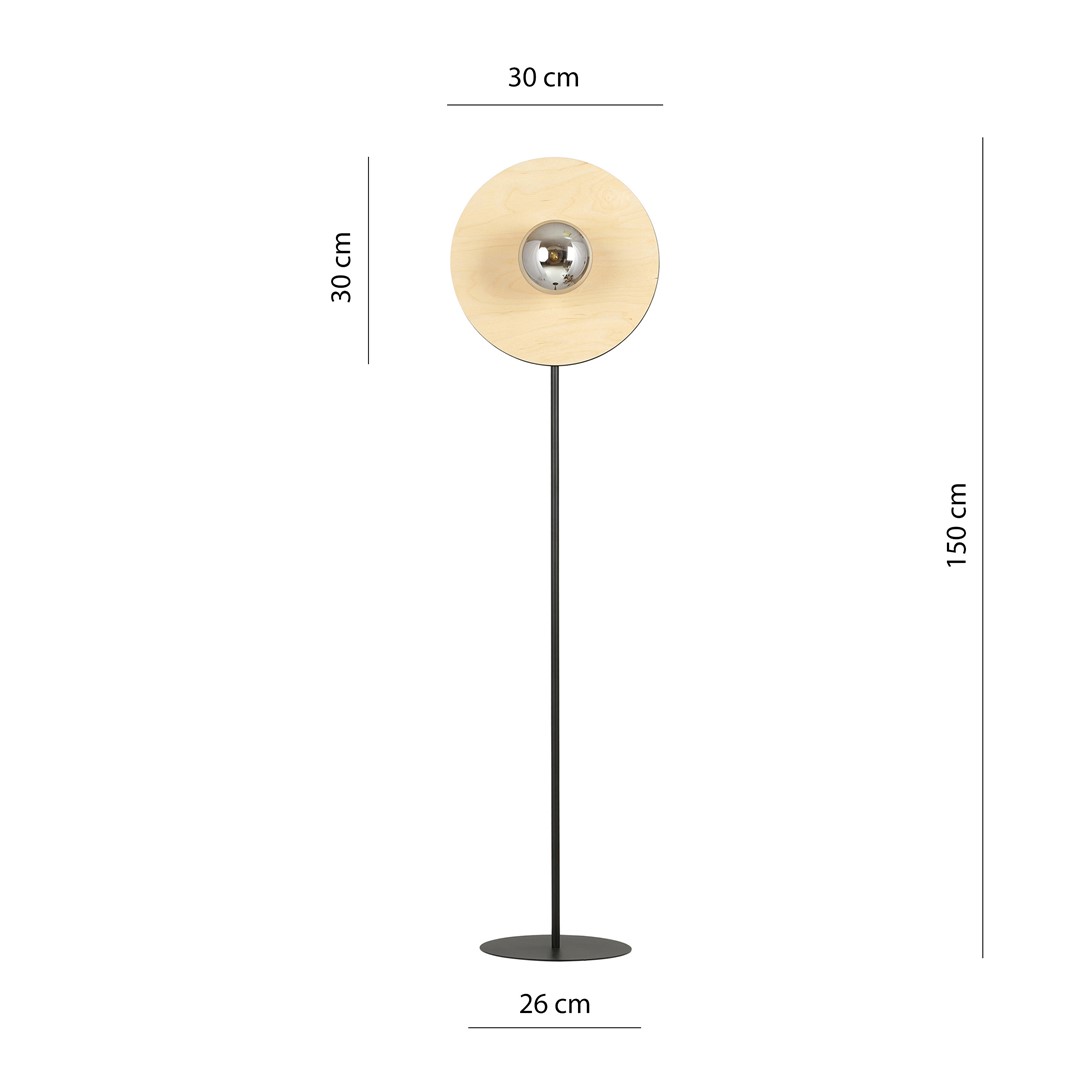 Emibig Podna lampa SOHO 230V 10W MAX LED E14 Čelik/ Staklo/ Šperploča Crna/ Smeđa