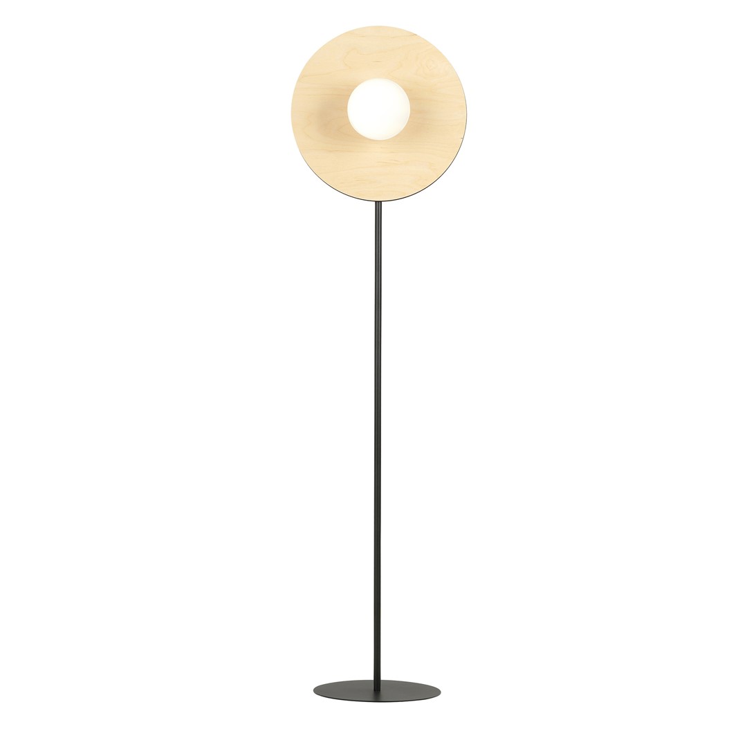Emibig Podna lampa SOHO 230V 10W MAX LED E14 Čelik/ Staklo/ Šperploča Crna/ Smeđa