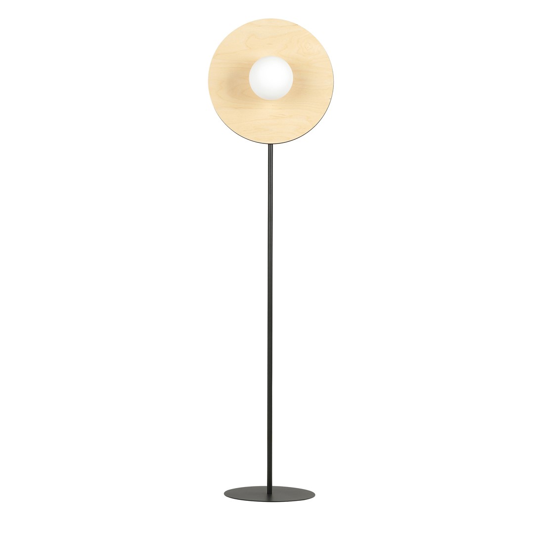 Emibig Podna lampa SOHO 230V 10W MAX LED E14 Čelik/ Staklo/ Šperploča Crna/ Smeđa