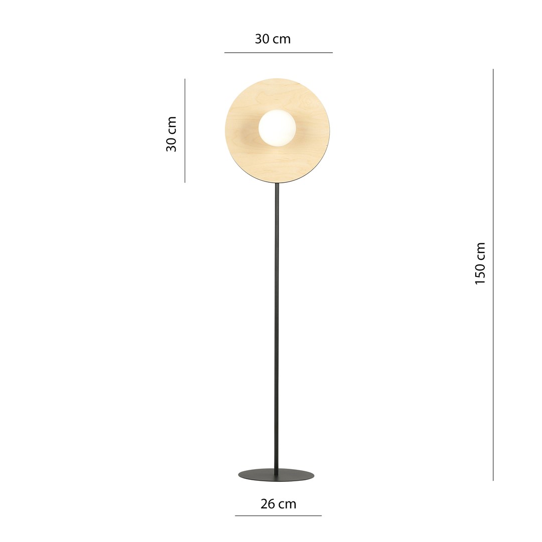 Emibig Podna lampa SOHO 230V 10W MAX LED E14 Čelik/ Staklo/ Šperploča Crna/ Smeđa