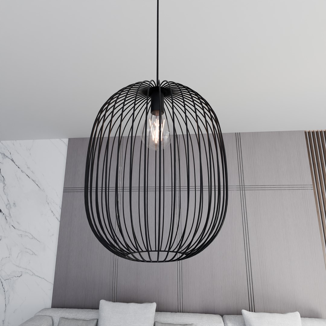 Emibig Visilica ONYX 230V 15W MAX LED E27 Čelik Crna