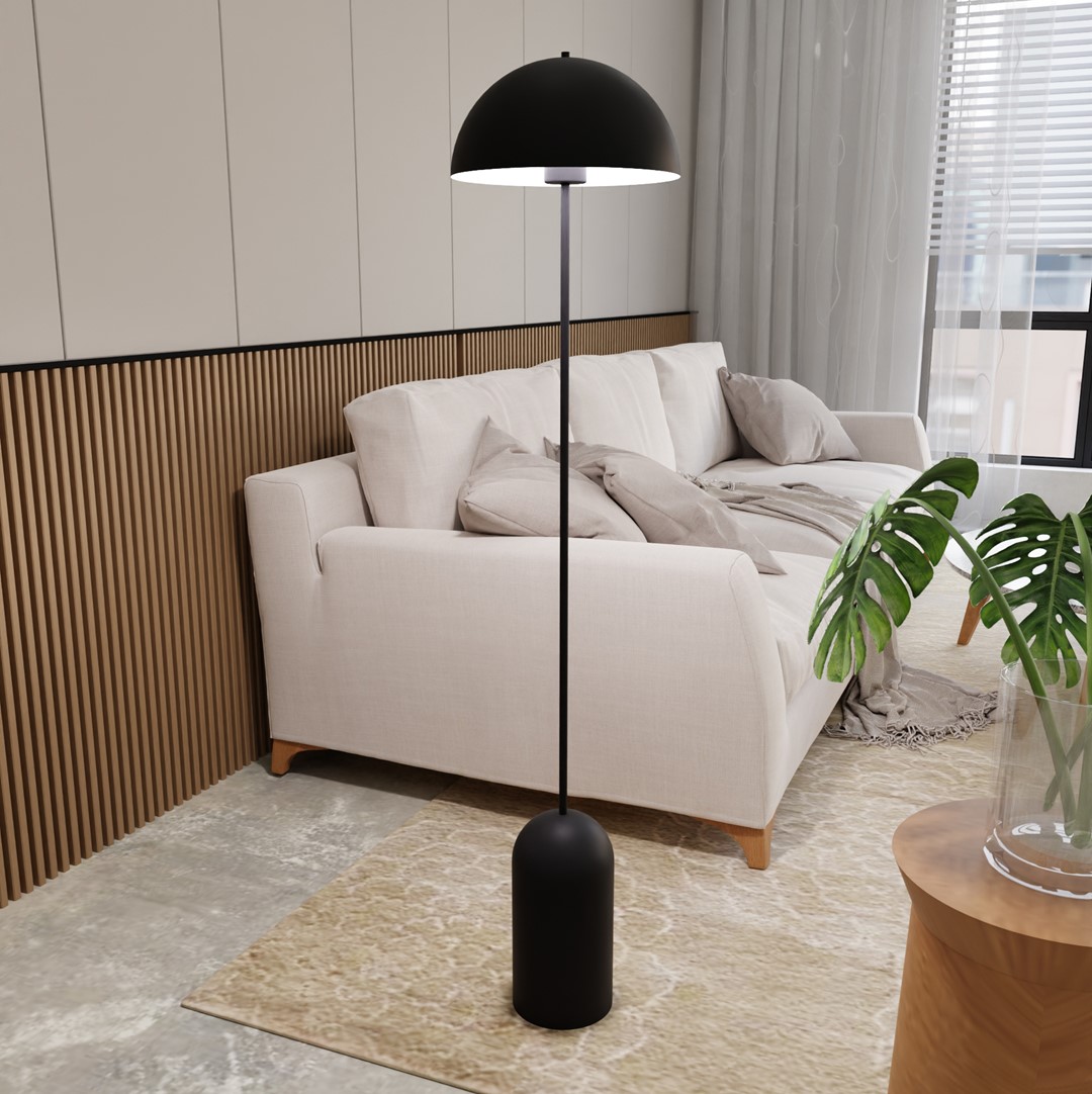 Emibig Podna lampa KAVA 230V 15W MAX LED E27 Čelik Crna