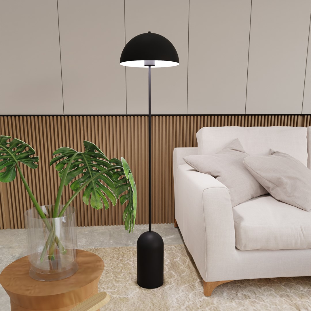 Emibig Podna lampa KAVA 230V 15W MAX LED E27 Čelik Crna