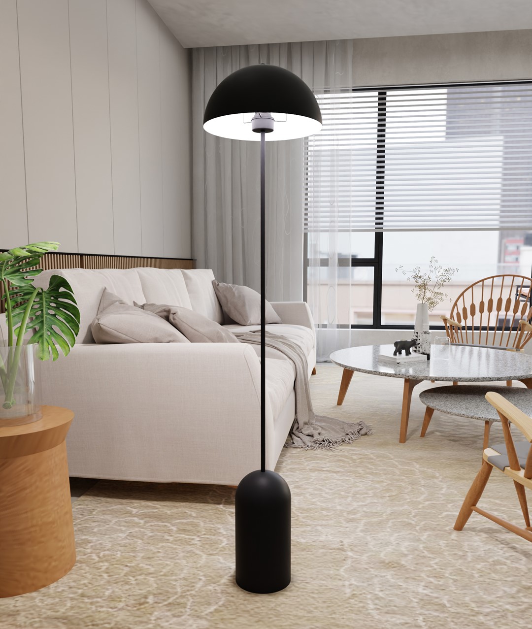 Emibig Podna lampa KAVA 230V 15W MAX LED E27 Čelik Crna