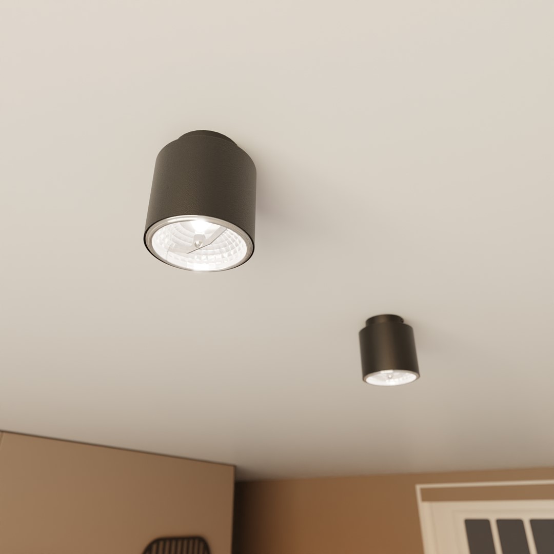 Emibig Stropna svjetiljka NANO 230V 12W MAX LED GU10 AR 111 Čelik Crna