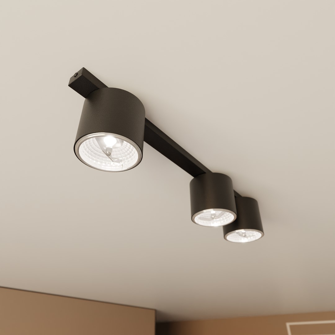 Emibig Stropna svjetiljka NANO 230V 12W MAX LED GU10 AR 111 Čelik Crna