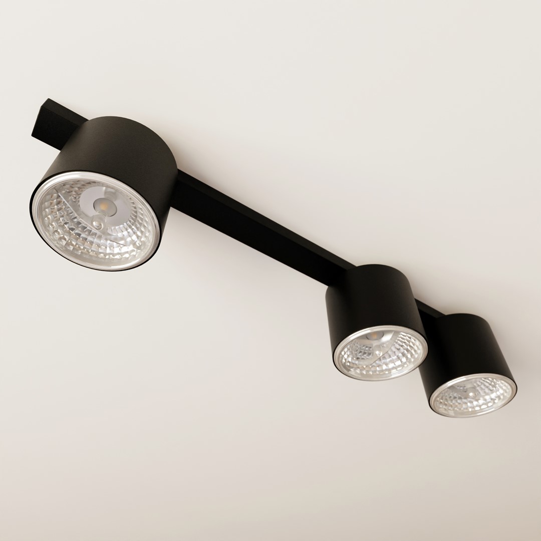 Emibig Stropna svjetiljka NANO 230V 12W MAX LED GU10 AR 111 Čelik Crna