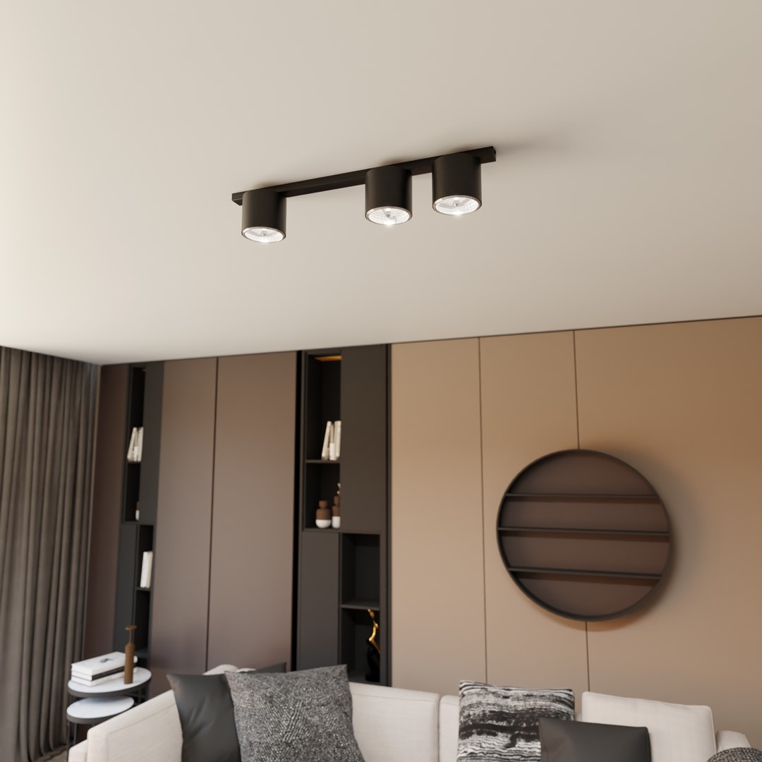 Emibig Stropna svjetiljka NANO 230V 12W MAX LED GU10 AR 111 Čelik Crna