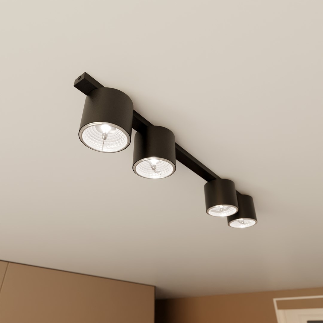 Emibig Stropna svjetiljka NANO 230V 12W MAX LED GU10 AR 111 Čelik Crna