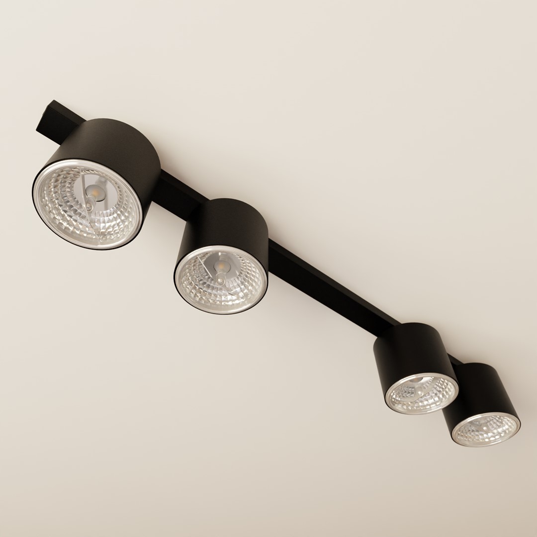 Emibig Stropna svjetiljka NANO 230V 12W MAX LED GU10 AR 111 Čelik Crna