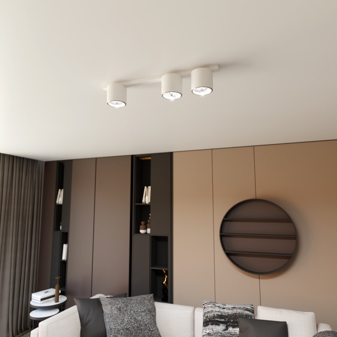 Emibig Stropna svjetiljka NANO 230V 12W MAX LED GU10 AR 111 Čelik Bijela