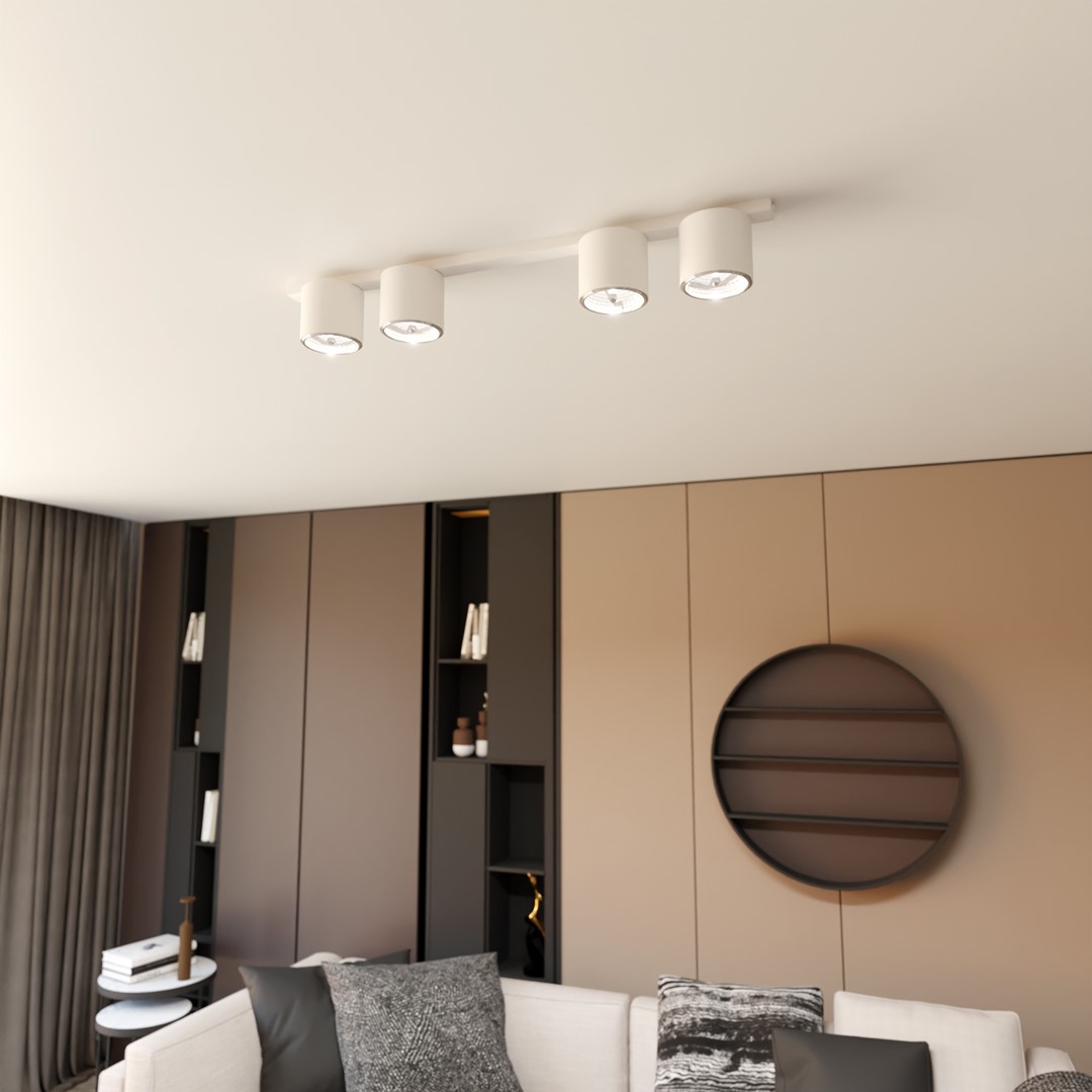 Emibig Stropna svjetiljka NANO 230V 12W MAX LED GU10 AR 111 Čelik Bijela