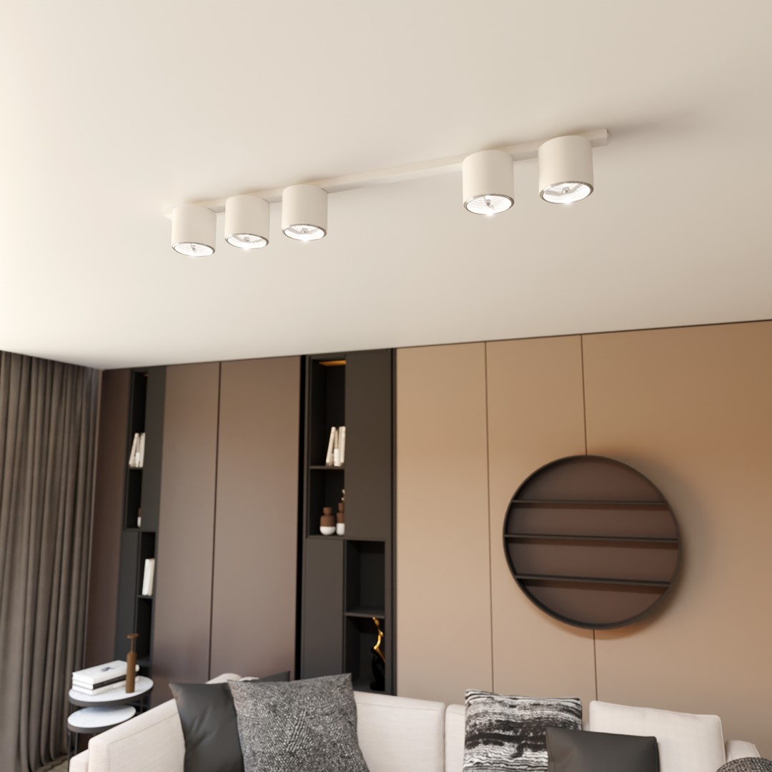 Emibig Stropna svjetiljka NANO 230V 12W MAX LED GU10 AR 111 Čelik Bijela