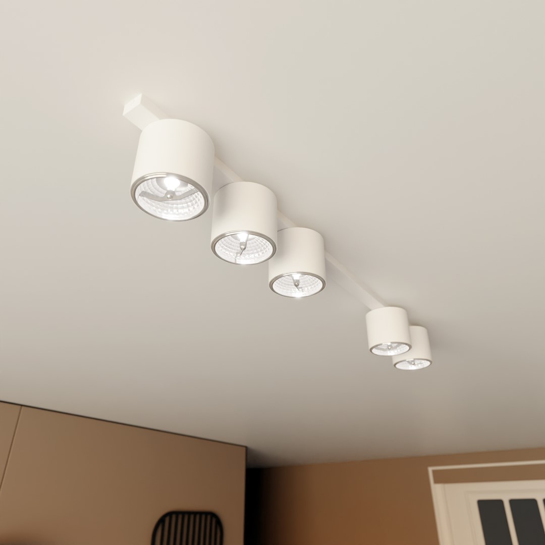 Emibig Stropna svjetiljka NANO 230V 12W MAX LED GU10 AR 111 Čelik Bijela