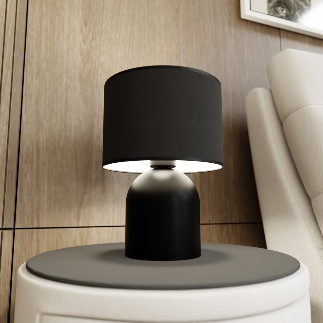Emibig Stolna lampa ASPEN 230V 15W MAX LED E27 Čelik/ Tkanina Crna