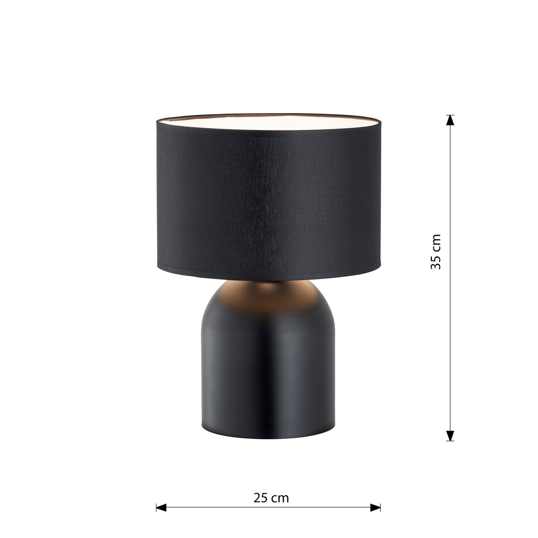 Emibig Stolna lampa ASPEN 230V 15W MAX LED E27 Čelik/ Tkanina Crna
