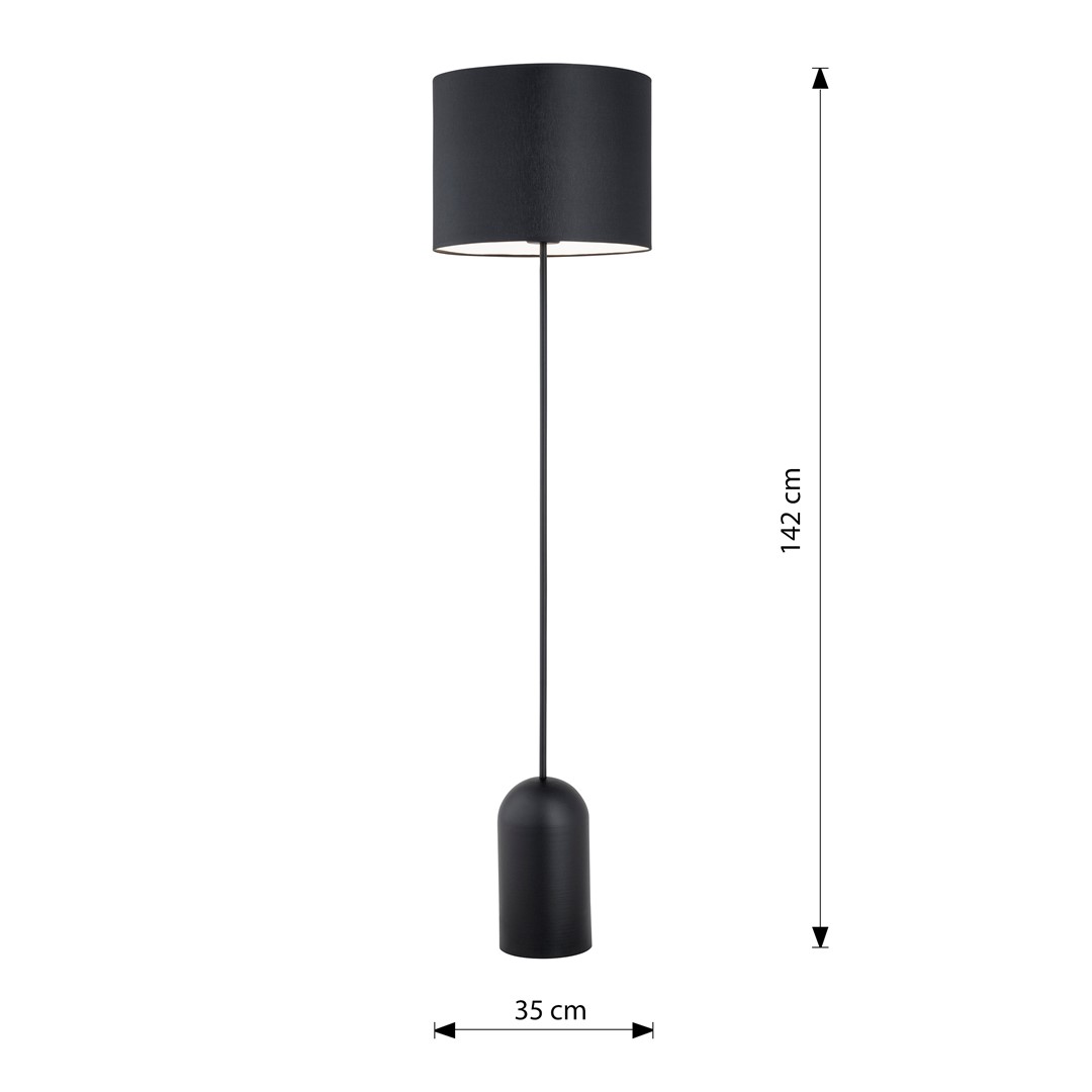 Emibig Podna lampa ASPEN 230V 15W MAX LED E27 Čelik/ Tkanina Crna