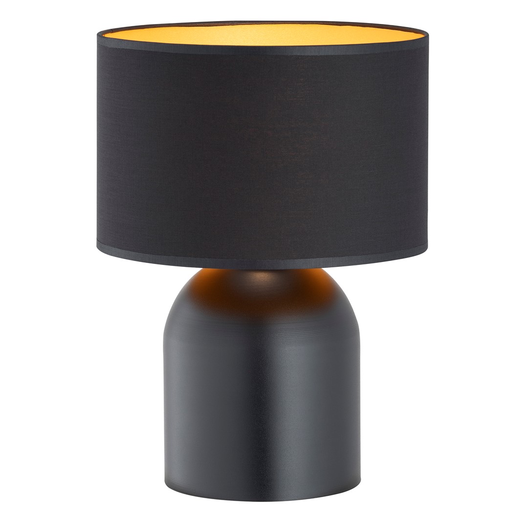 Emibig Stolna lampa ASPEN 230V 15W MAX LED E27 Čelik/ Tkanina Crna