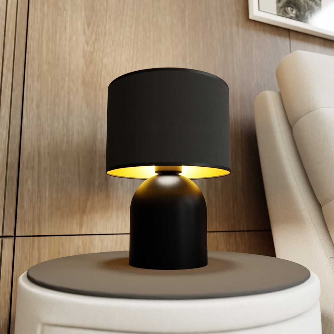Emibig Stolna lampa ASPEN 230V 15W MAX LED E27 Čelik/ Tkanina Crna