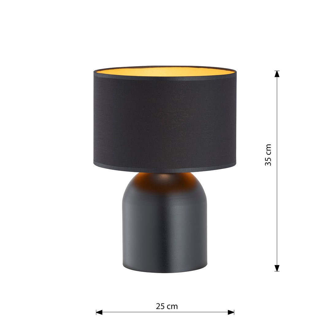 Emibig Stolna lampa ASPEN 230V 15W MAX LED E27 Čelik/ Tkanina Crna