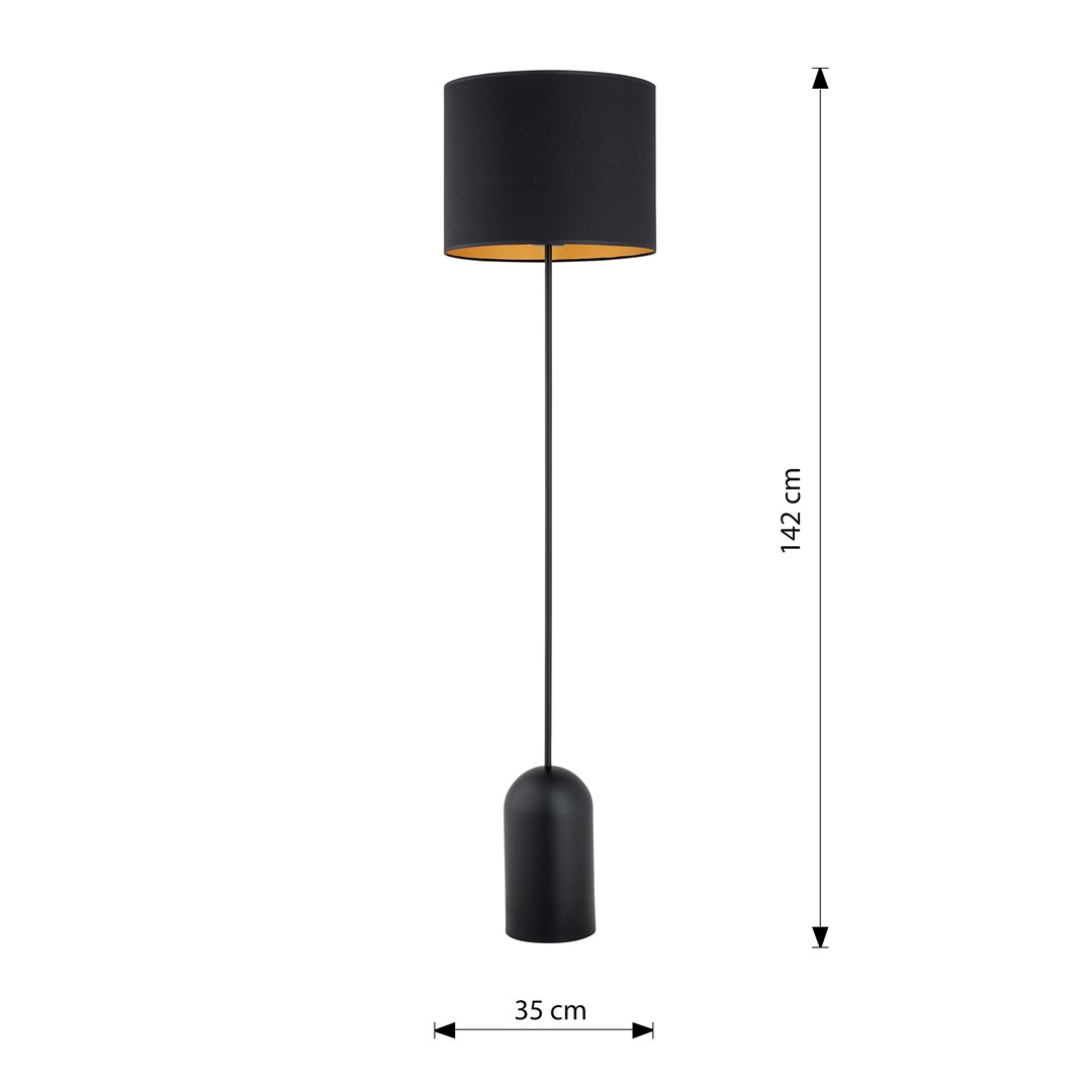 Emibig Podna lampa ASPEN 230V 15W MAX LED E27 Čelik/ Tkanina Crna