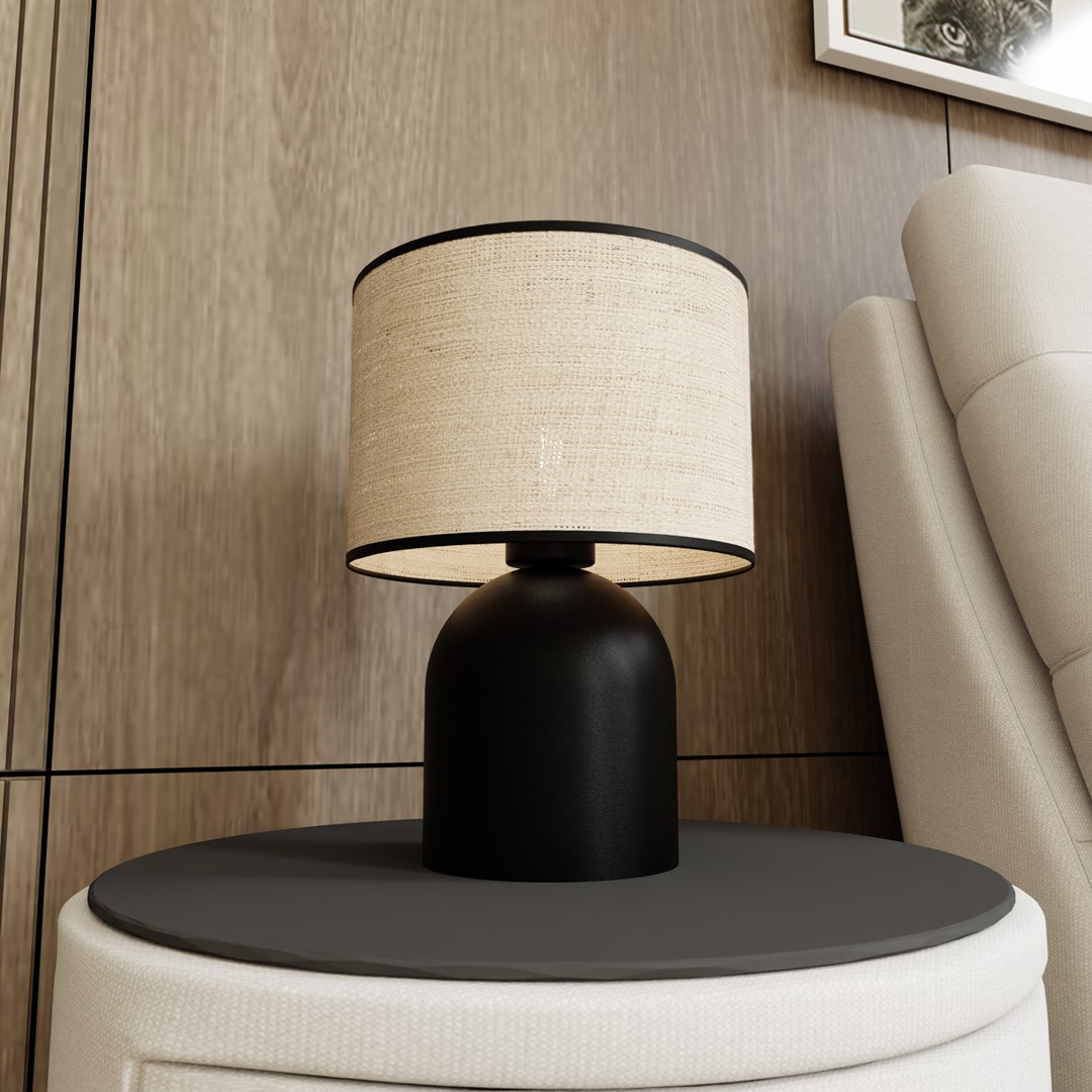 Emibig Stolna lampa ASPEN 230V 15W MAX LED E27 Čelik/ Tkanina Crna