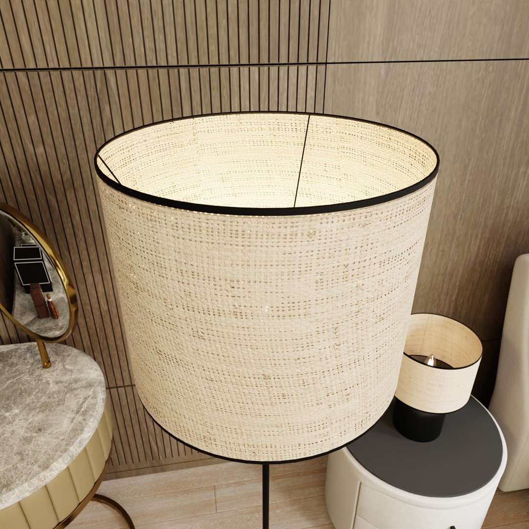 Emibig Podna lampa ASPEN 230V 15W MAX LED E27 Čelik/ Tkanina Crna