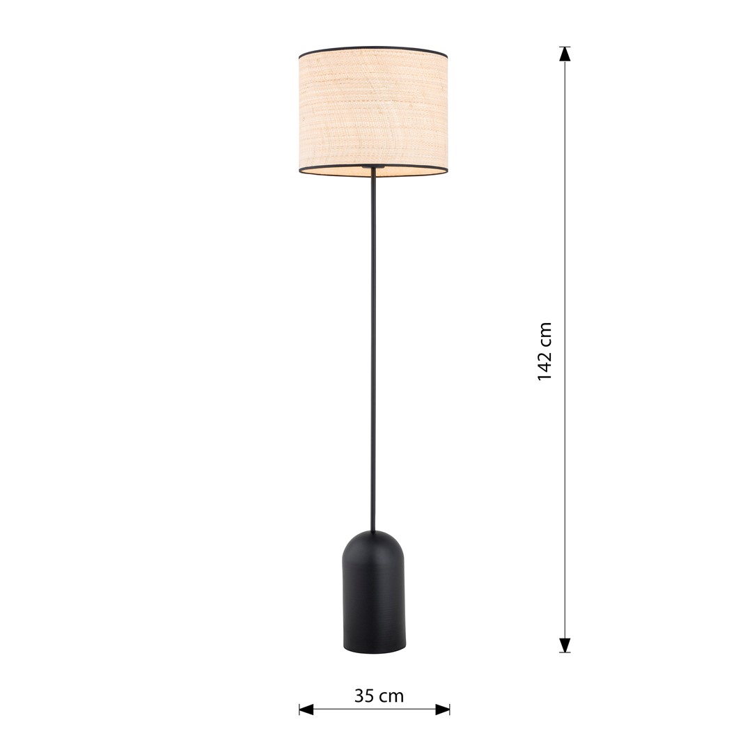 Emibig Podna lampa ASPEN 230V 15W MAX LED E27 Čelik/ Tkanina Crna