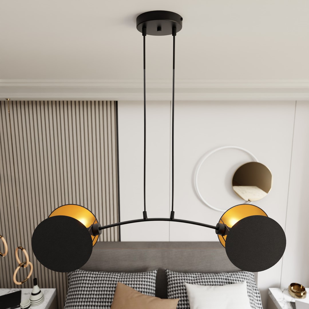 Emibig Visilica MOTIF 230V 15W MAX LED E27 Čelik/ Tkanina Crna