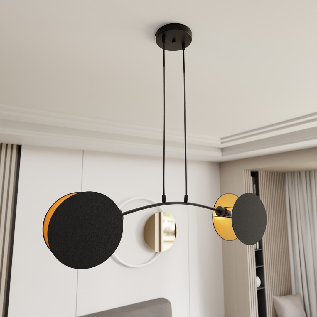Emibig Visilica MOTIF 230V 15W MAX LED E27 Čelik/ Tkanina Crna