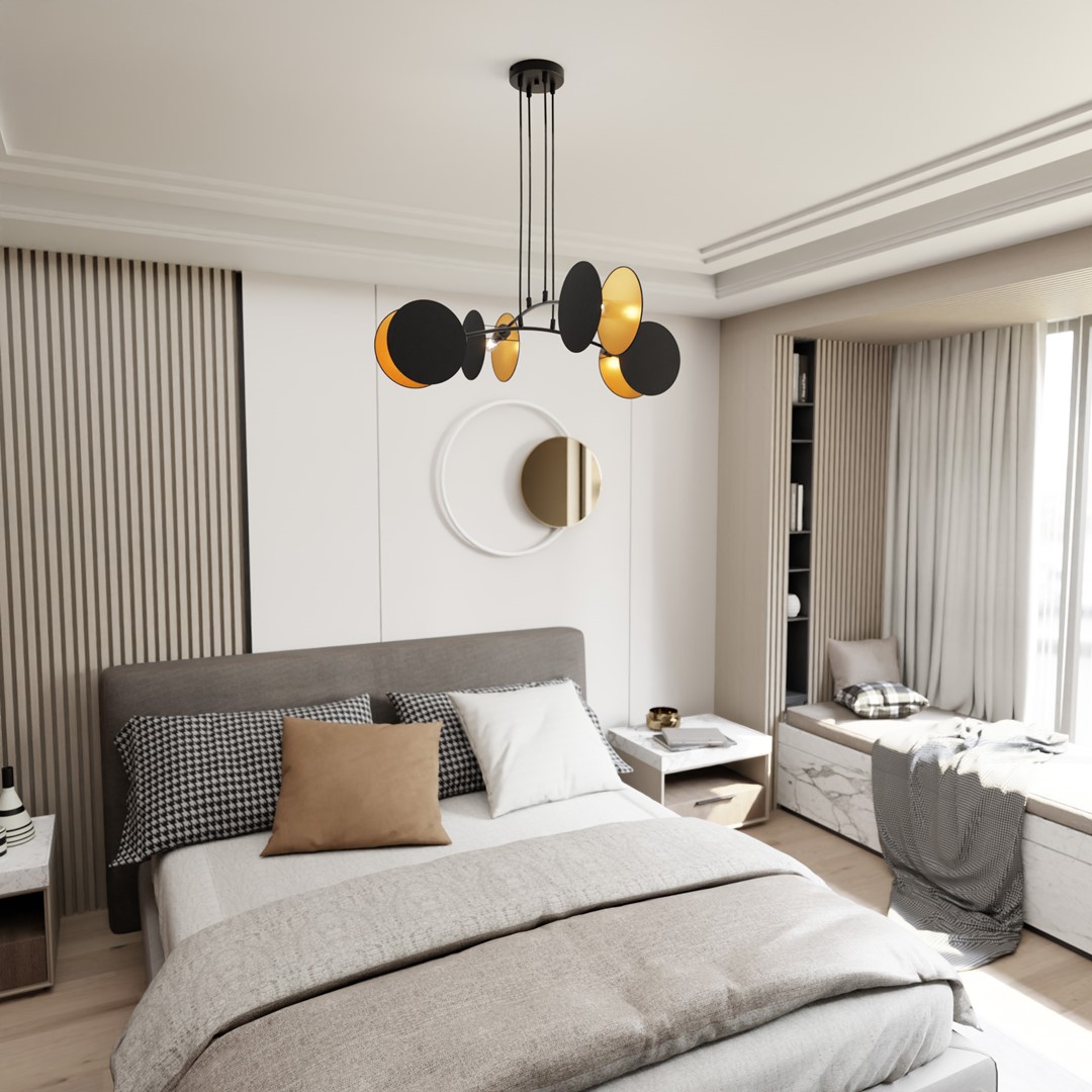 Emibig Visilica MOTIF 230V 15W MAX LED E27 Čelik/ Tkanina Crna