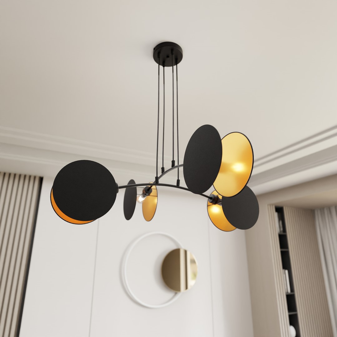 Emibig Visilica MOTIF 230V 15W MAX LED E27 Čelik/ Tkanina Crna