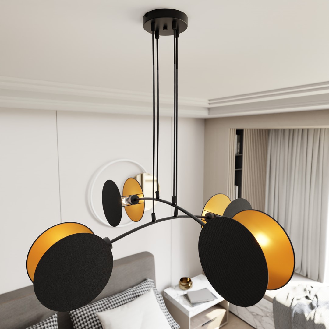 Emibig Visilica MOTIF 230V 15W MAX LED E27 Čelik/ Tkanina Crna