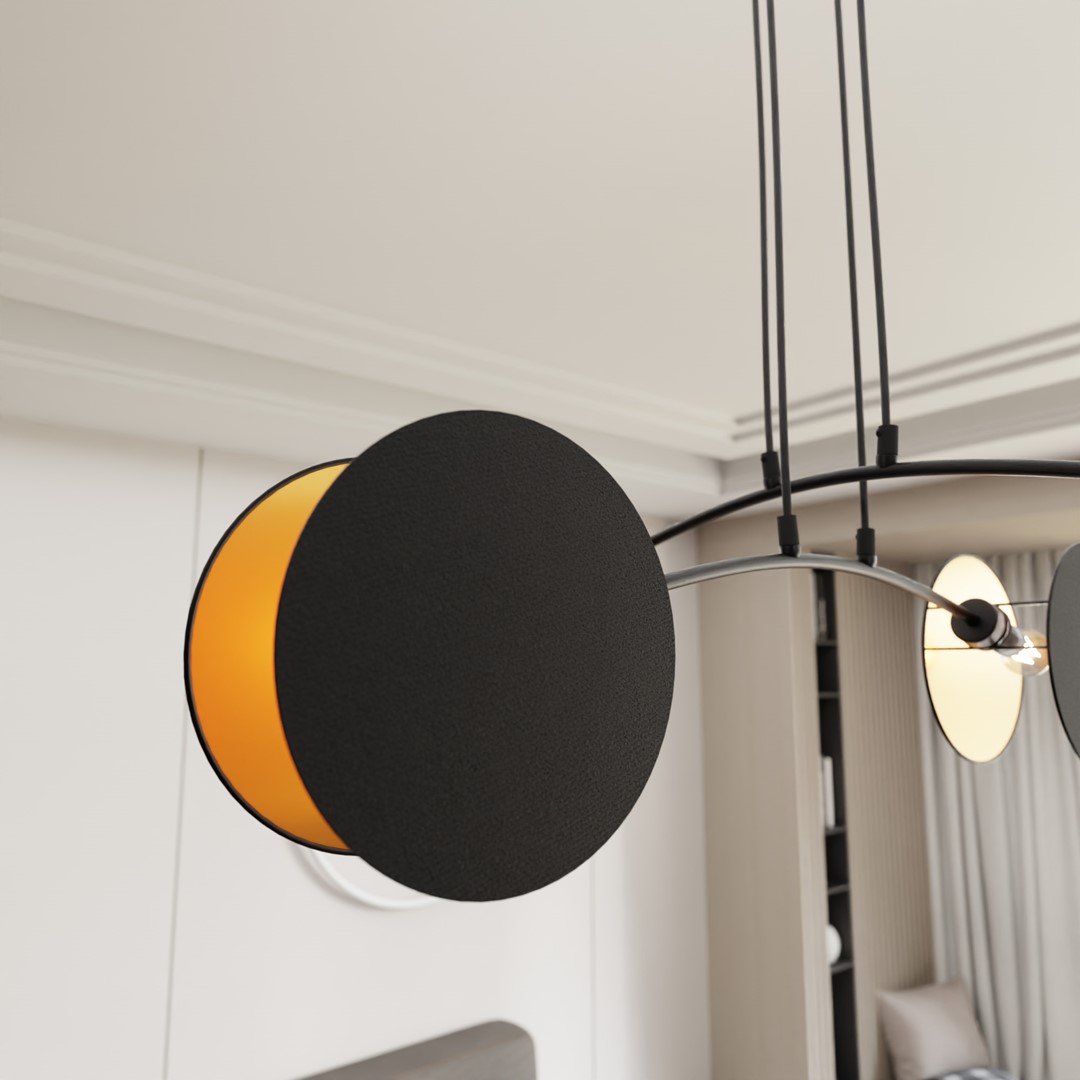 Emibig Visilica MOTIF 230V 15W MAX LED E27 Čelik/ Tkanina Crna