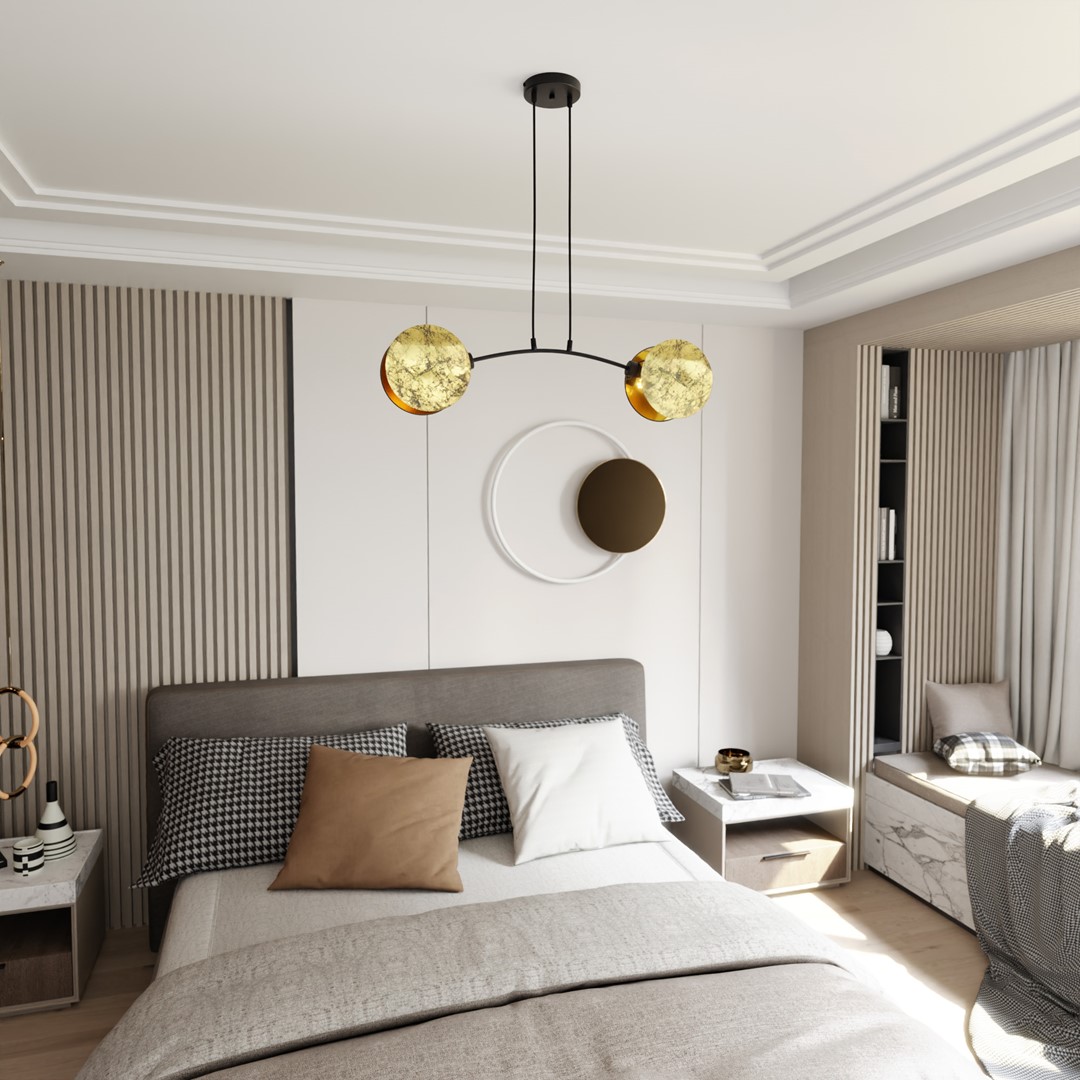 Emibig Visilica MOTIF 230V 15W MAX LED E27 Čelik/ Tkanina Crna
