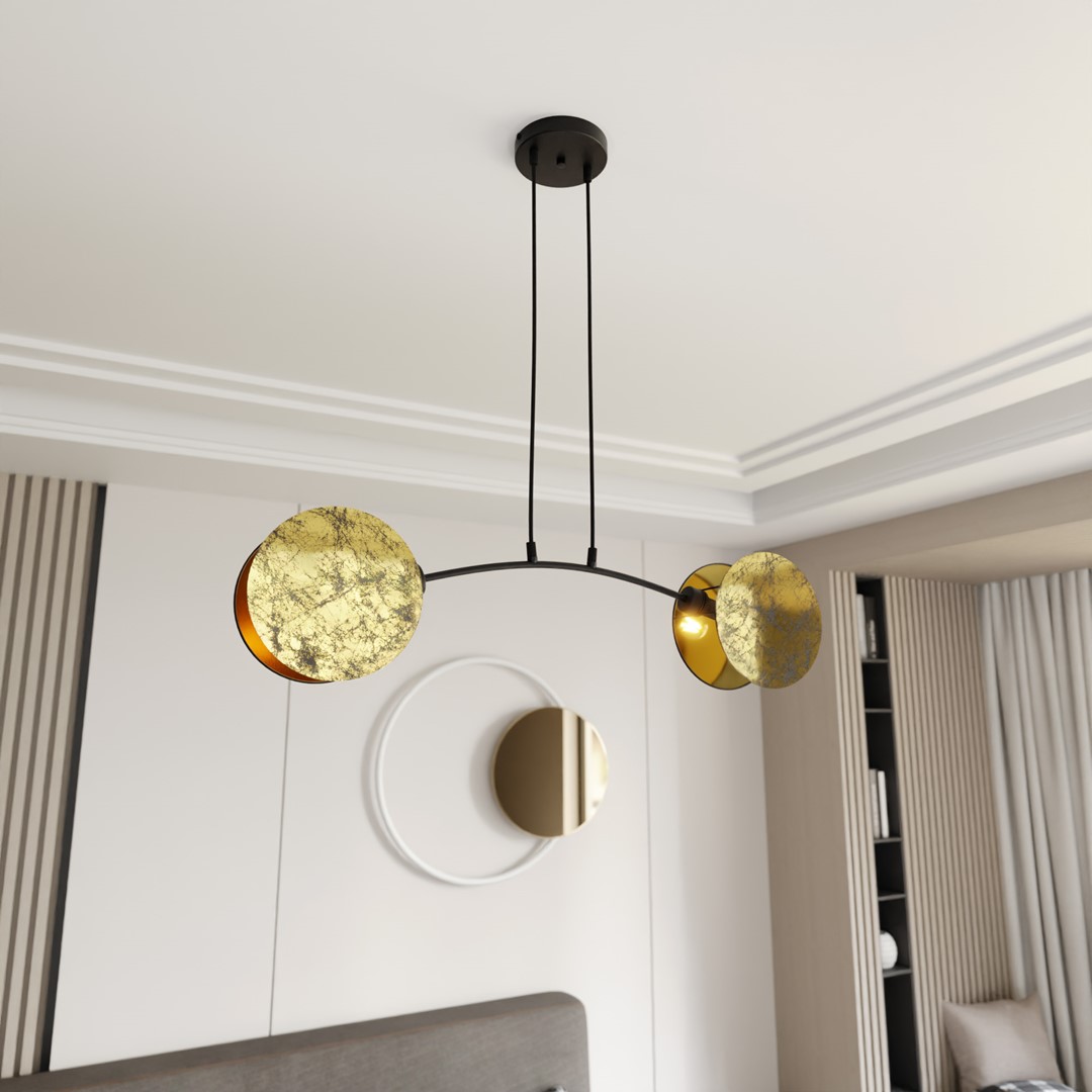 Emibig Visilica MOTIF 230V 15W MAX LED E27 Čelik/ Tkanina Crna