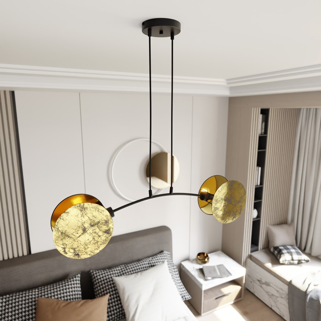 Emibig Visilica MOTIF 230V 15W MAX LED E27 Čelik/ Tkanina Crna