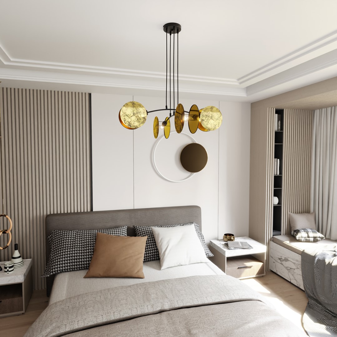 Emibig Visilica MOTIF 230V 15W MAX LED E27 Čelik/ Tkanina Crna