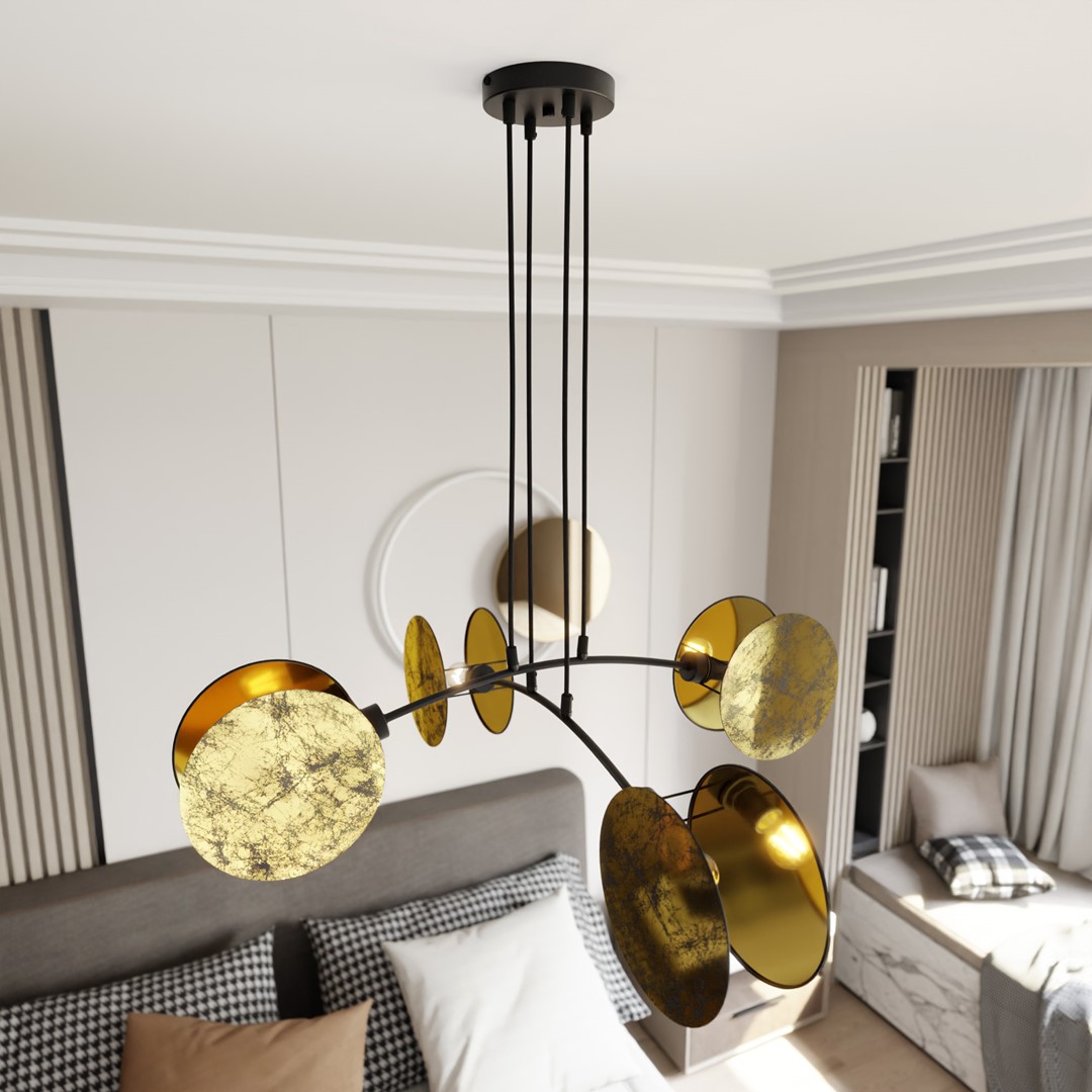 Emibig Visilica MOTIF 230V 15W MAX LED E27 Čelik/ Tkanina Crna