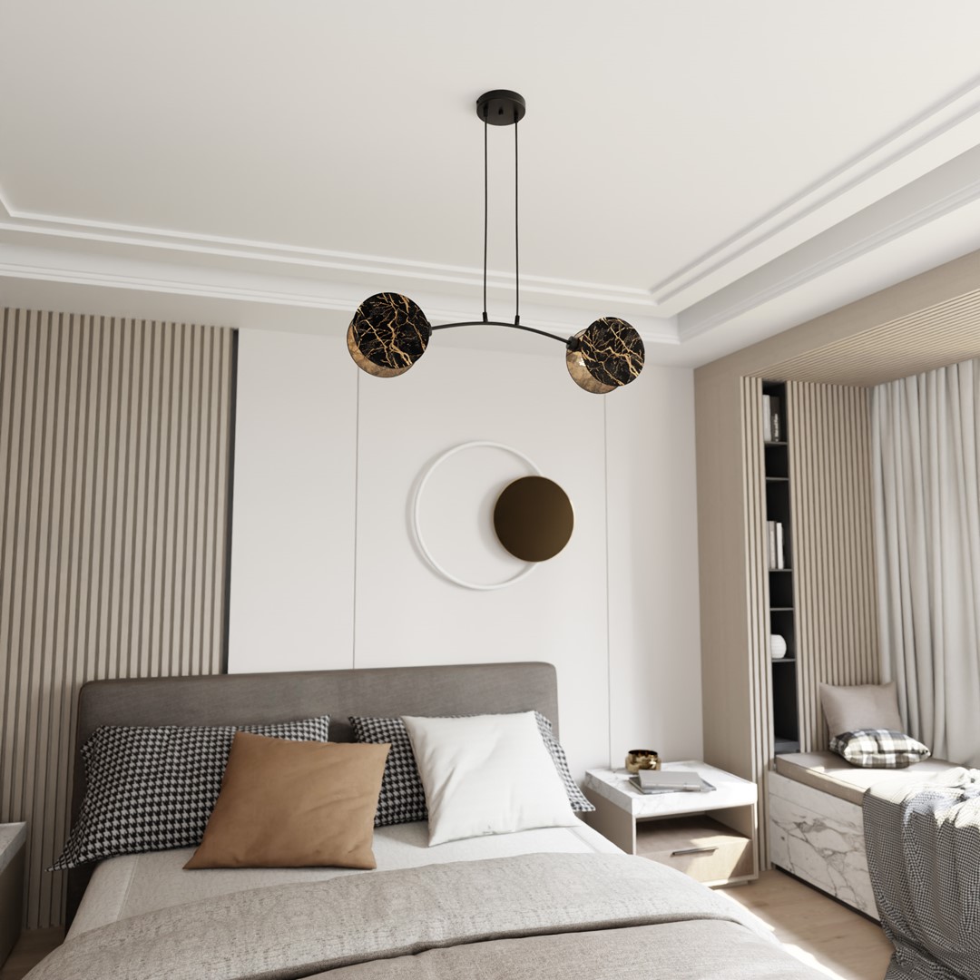 Emibig Visilica MOTIF 230V 15W MAX LED E27 Čelik/ Tkanina Crna