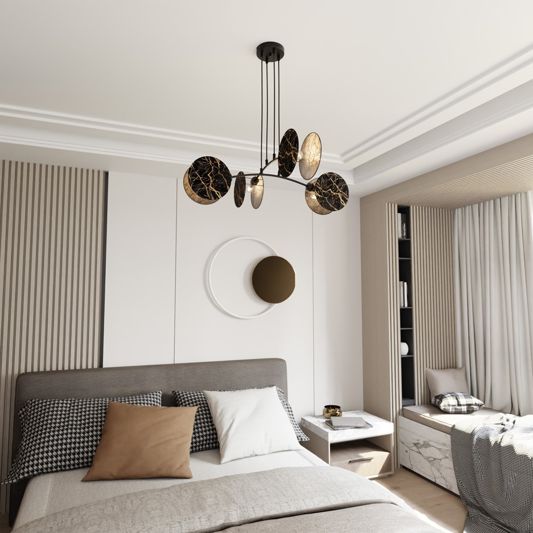 Emibig Visilica MOTIF 230V 15W MAX LED E27 Čelik/ Tkanina Crna