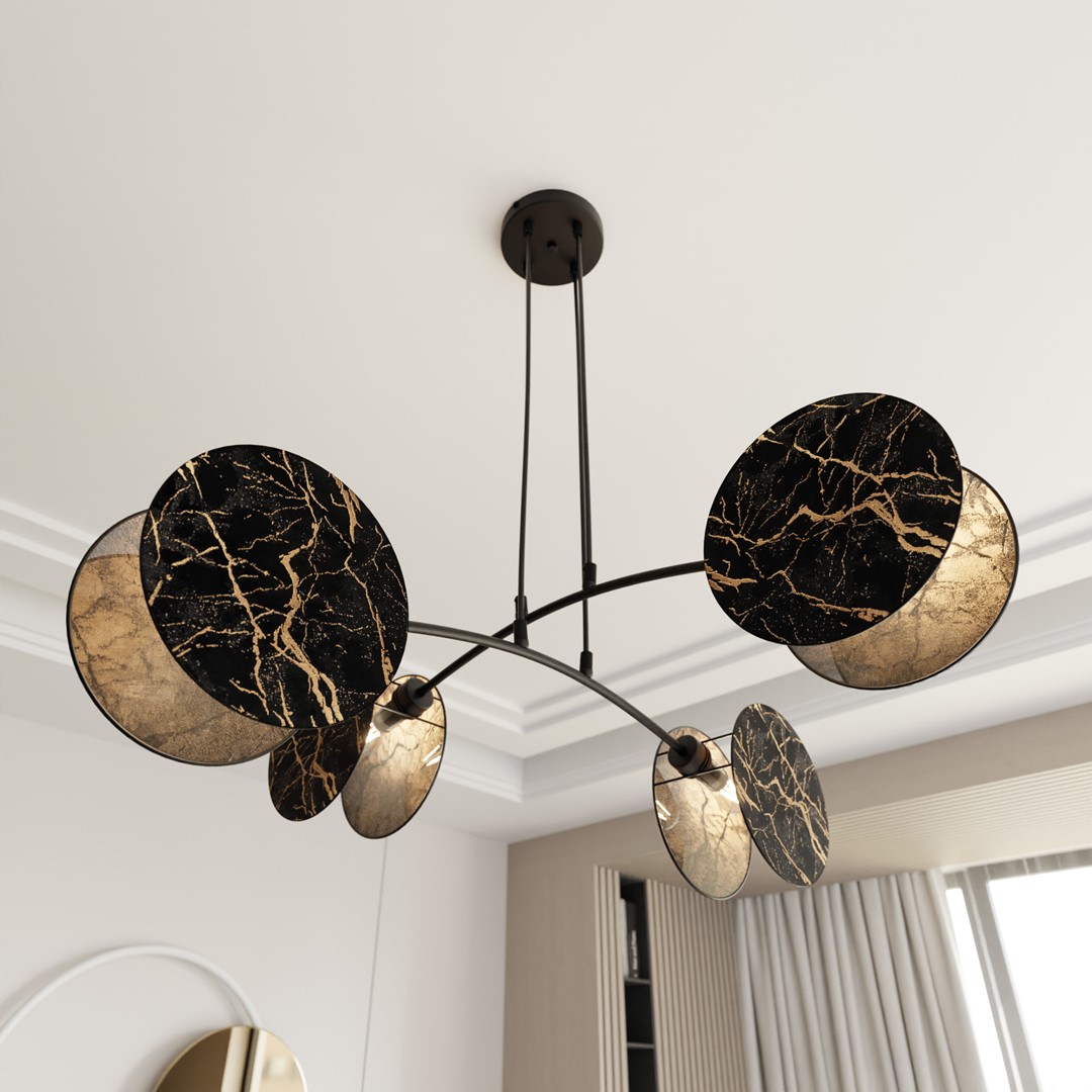 Emibig Visilica MOTIF 230V 15W MAX LED E27 Čelik/ Tkanina Crna