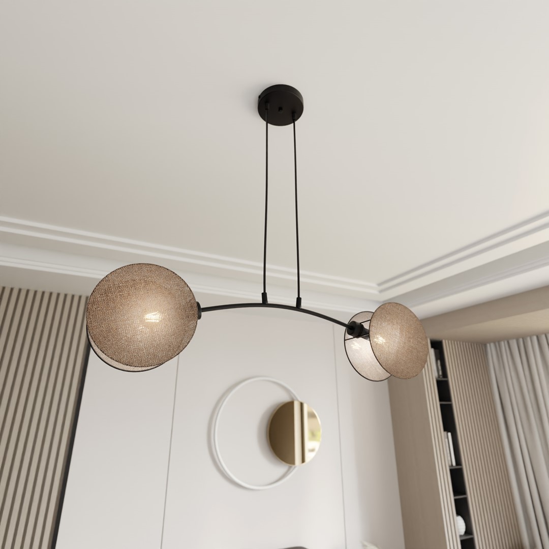 Emibig Visilica MOTIF 230V 15W MAX LED E27 Čelik/ Tkanina Crna