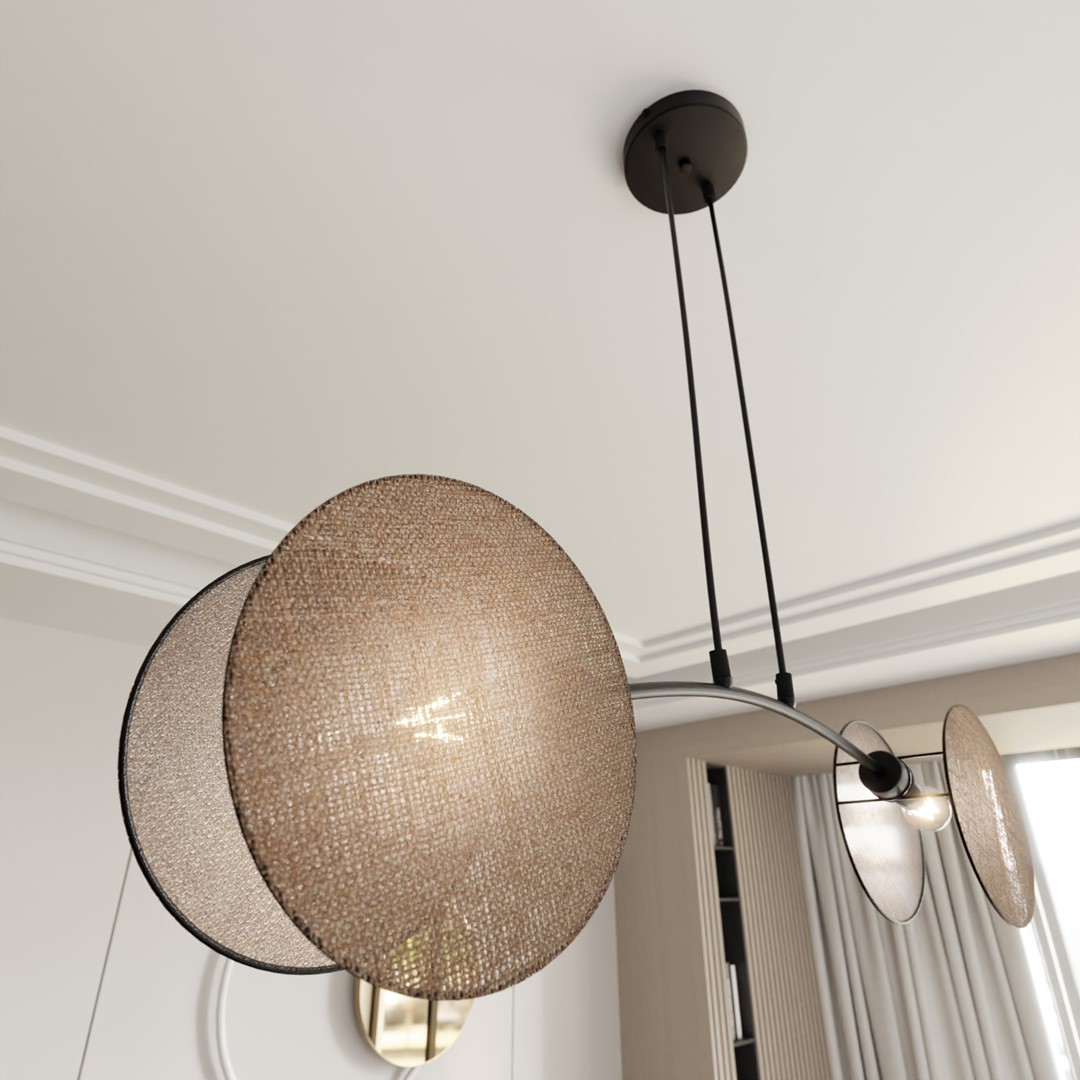 Emibig Visilica MOTIF 230V 15W MAX LED E27 Čelik/ Tkanina Crna