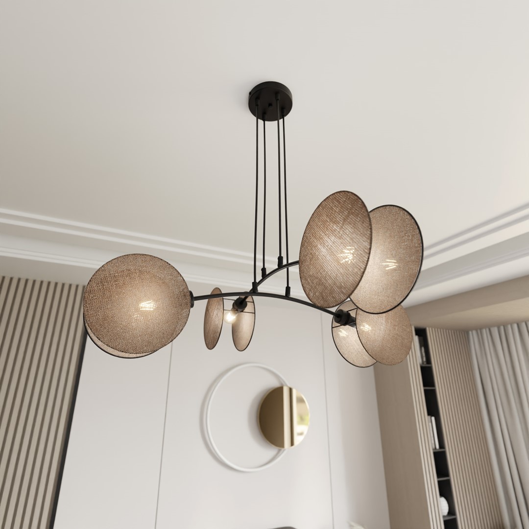 Emibig Visilica MOTIF 230V 15W MAX LED E27 Čelik/ Tkanina Crna