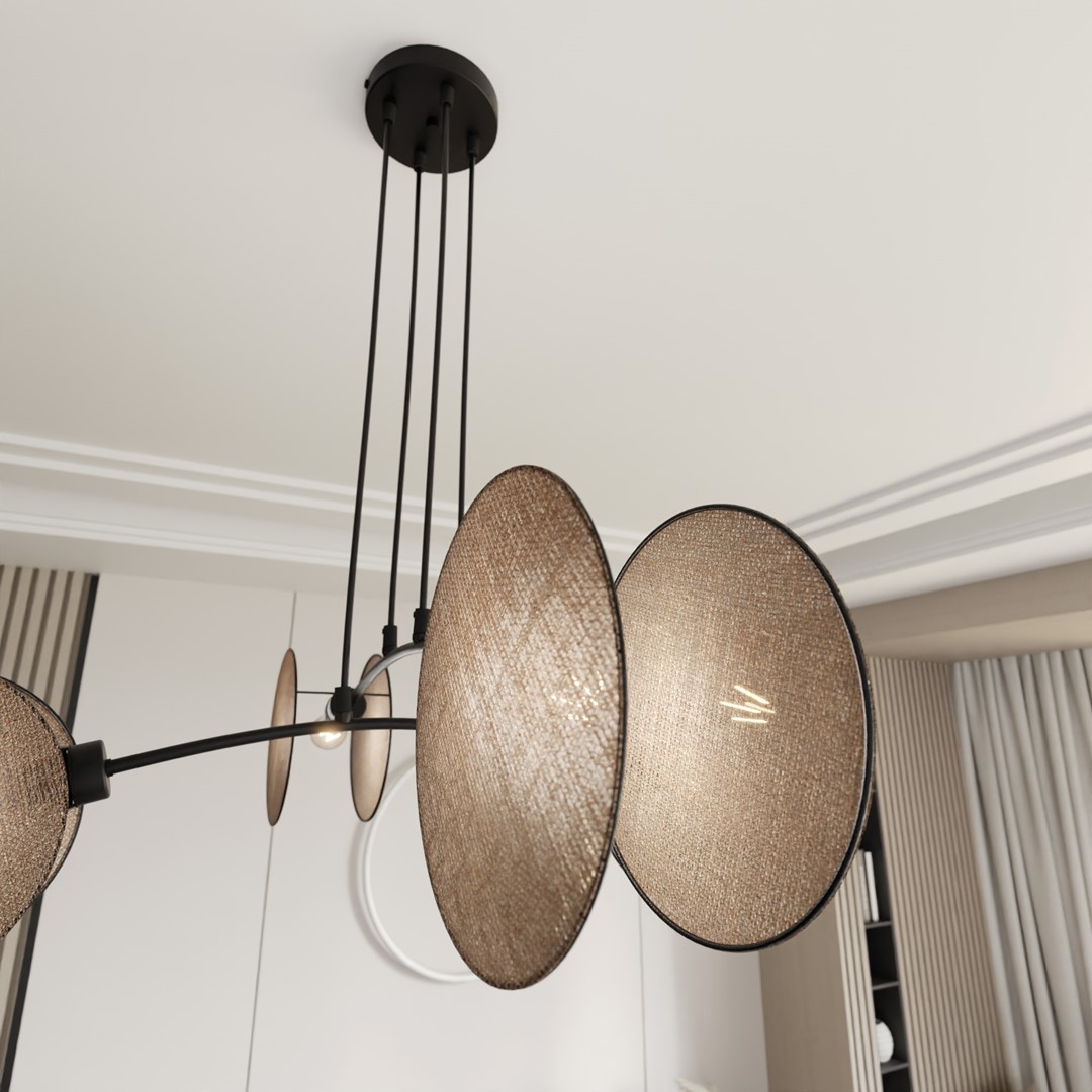 Emibig Visilica MOTIF 230V 15W MAX LED E27 Čelik/ Tkanina Crna