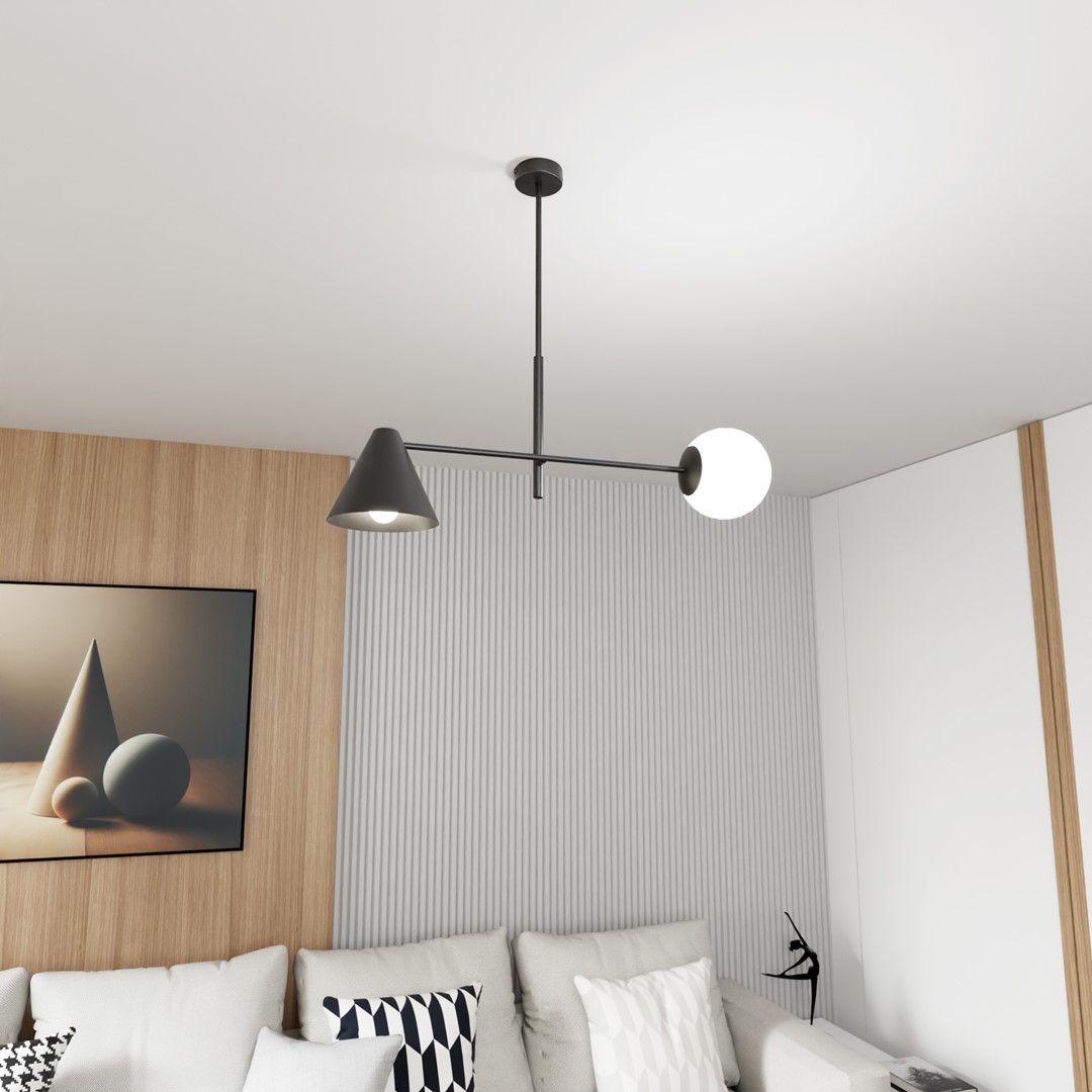Emibig Luster HERMES 230V 10W MAX LED E14 Čelik/ Staklo Crna