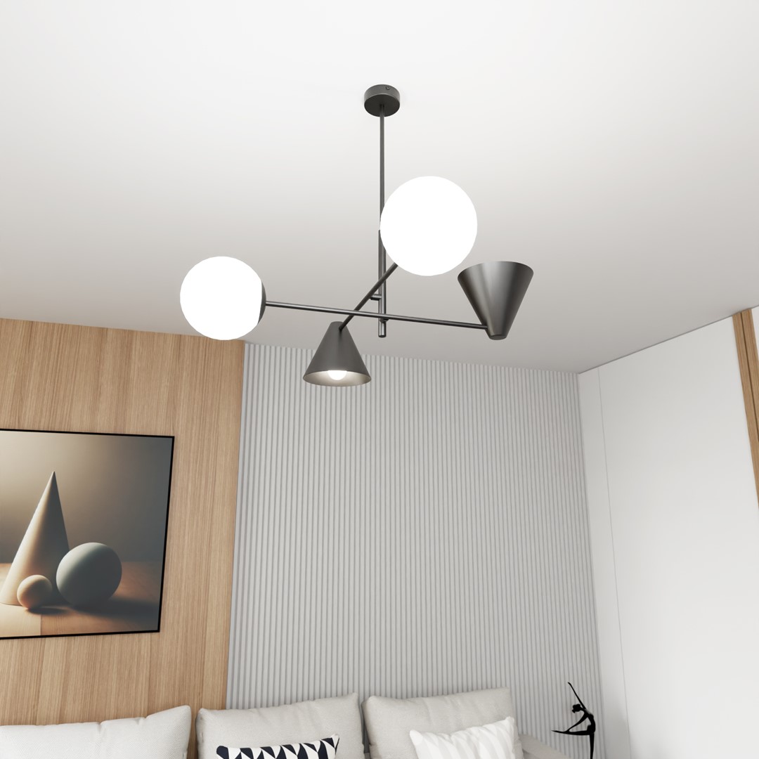 Emibig Luster HERMES 230V 10W MAX LED E14 Čelik/ Staklo Crna