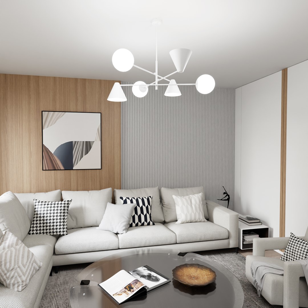 Emibig Luster HERMES 230V 10W MAX LED E14 Čelik/ Staklo Bijela